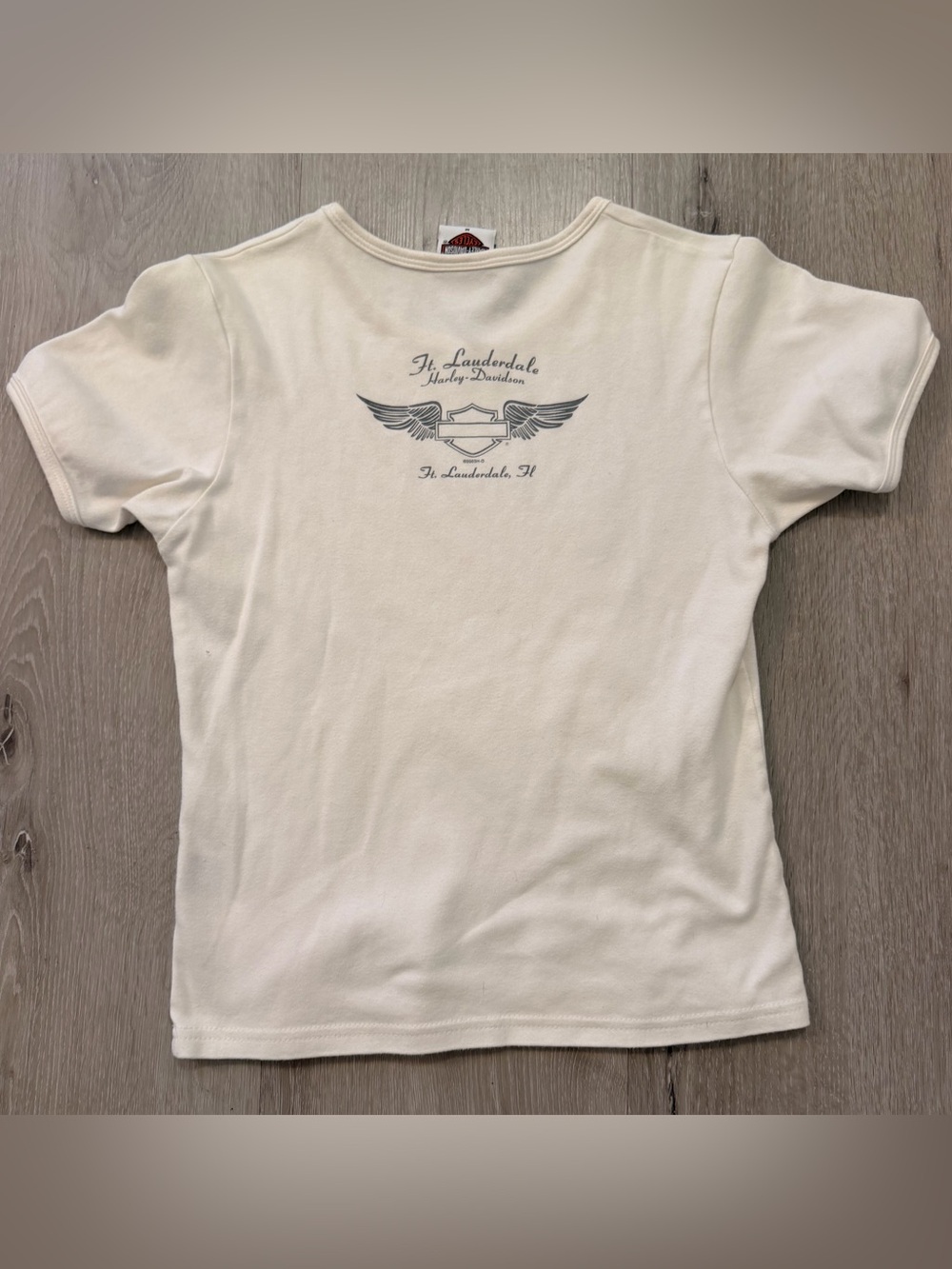 🎰 Vintage Ft. Lauderdale Harley-Davidson Rhinestone Baby Tee 🎰 - Picture 4 of 7